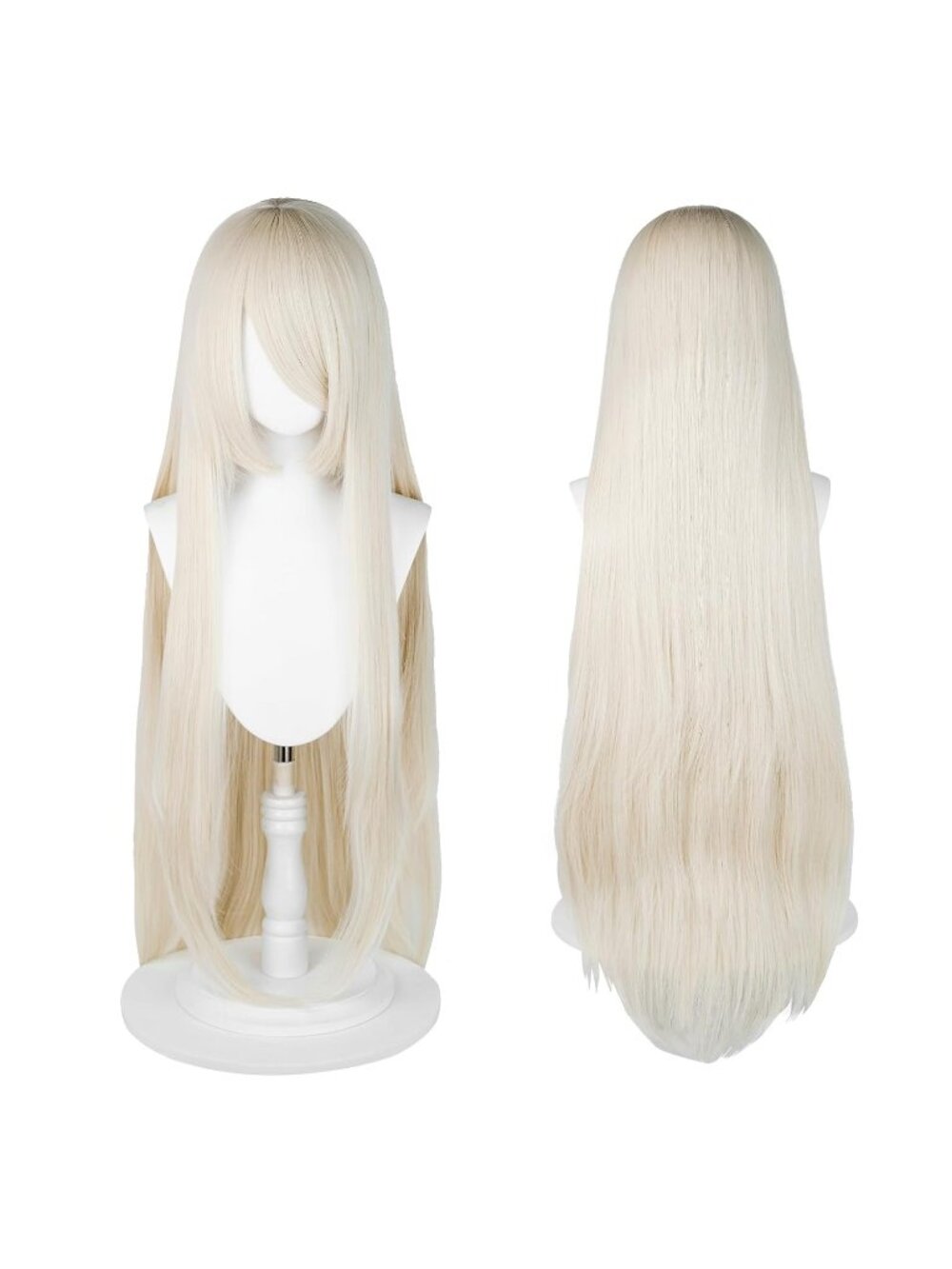Women Platinum Blonde 100 Cm Heat Resistant Universal Straight Costume Long Wigs